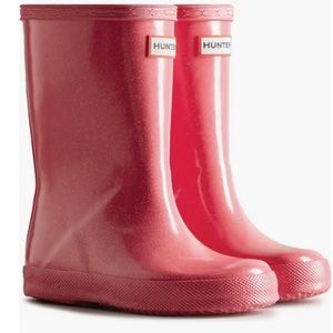 Hunter Kids First Classic Rain Boot Starcloud Glitter Arcade Pink Size 12USG GUC